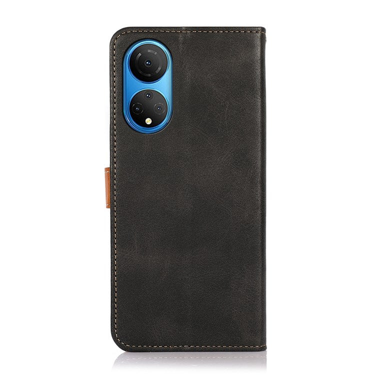 KHAZNEH for Honor X7 Shockproof Magnetic Closure Stand Cover, Dual Color Leather Flip Wallet Phone Case - Black