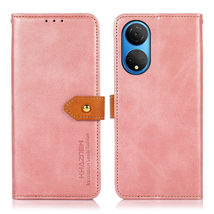 KHAZNEH for Honor X7 Shockproof Magnetic Closure Stand Cover, Dual Color Leather Flip Wallet Phone Case - Rose Gold