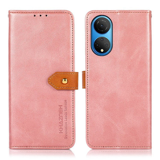 KHAZNEH for Honor X7 Shockproof Magnetic Closure Stand Cover, Dual Color Leather Flip Wallet Phone Case - Rose Gold