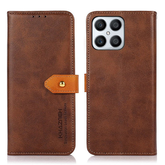 KHAZNEH for Honor X8 4G Magnetic Closure Stand Cover, Dual Color Leather Flip Wallet Phone Case - Brown