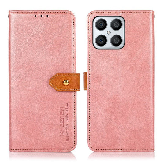 KHAZNEH for Honor X8 4G Magnetic Closure Stand Cover, Dual Color Leather Flip Wallet Phone Case - Rose Gold