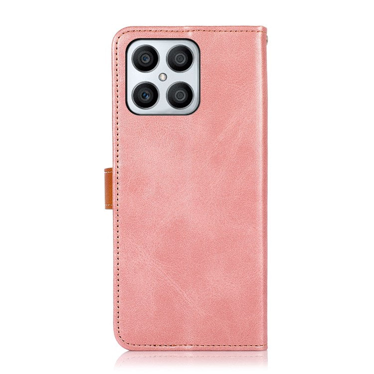 KHAZNEH for Honor X8 4G Magnetic Closure Stand Cover, Dual Color Leather Flip Wallet Phone Case - Rose Gold