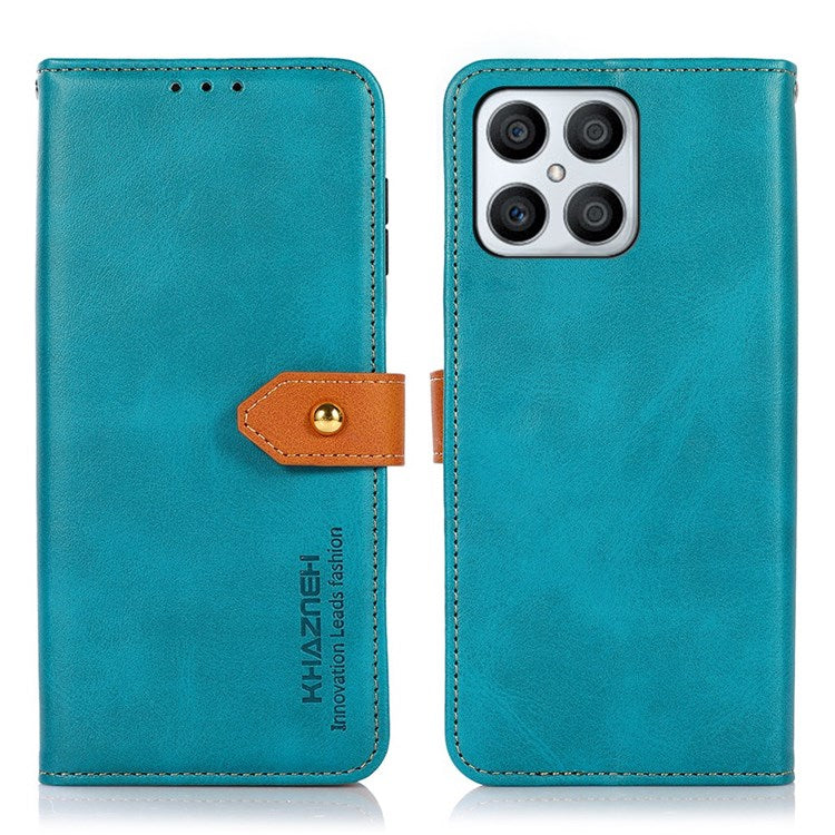 KHAZNEH for Honor X8 4G Magnetic Closure Stand Cover, Dual Color Leather Flip Wallet Phone Case - Blue