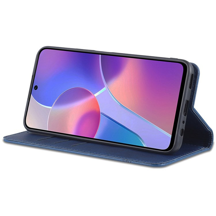AZNS for Honor X8 4G PU Leather Flip Protective Cover Stand Magnetic Auto-absorbed TPU Shockproof Inner Case with Wallet Function - Blue