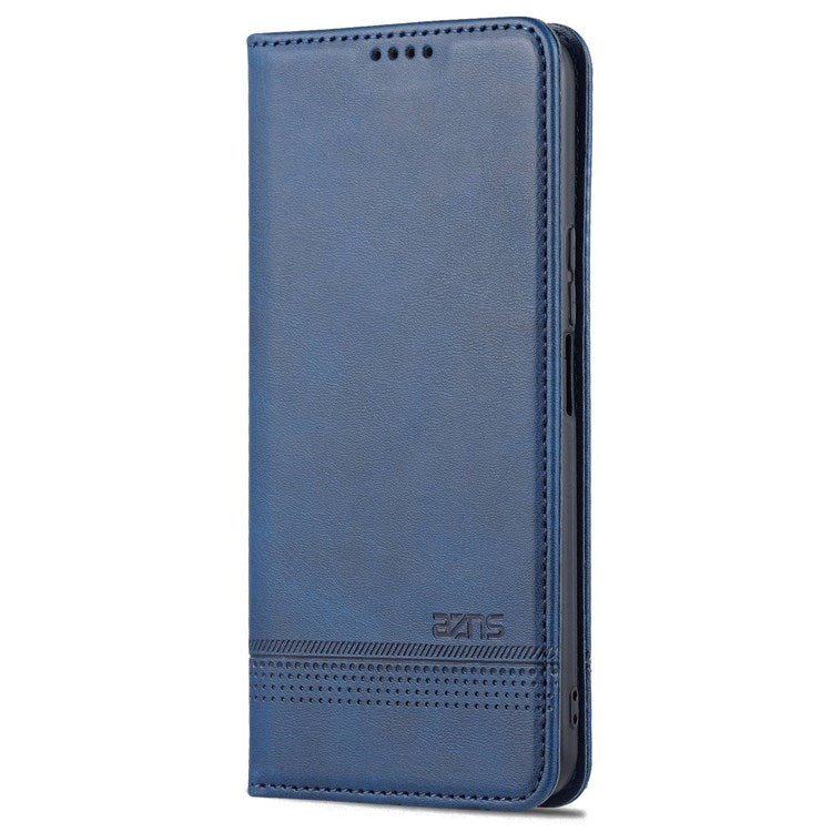 AZNS for Honor X8 4G PU Leather Flip Protective Cover Stand Magnetic Auto-absorbed TPU Shockproof Inner Case with Wallet Function - Blue