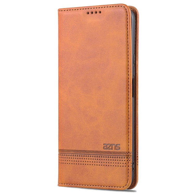 AZNS for Honor X8 4G PU Leather Flip Protective Cover Stand Magnetic Auto-absorbed TPU Shockproof Inner Case with Wallet Function - Brown