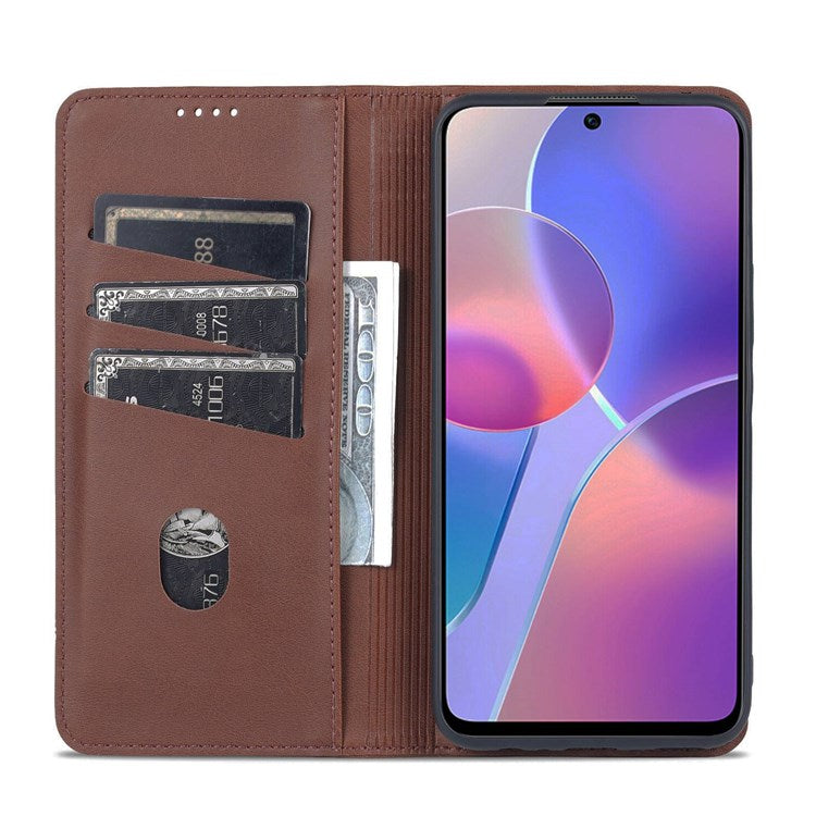 AZNS for Honor X8 4G PU Leather Flip Protective Cover Stand Magnetic Auto-absorbed TPU Shockproof Inner Case with Wallet Function - Coffee