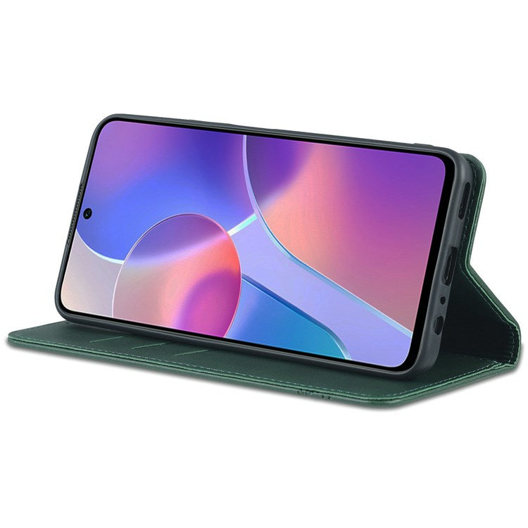 AZNS for Honor X8 4G PU Leather Flip Protective Cover Stand Magnetic Auto-absorbed TPU Shockproof Inner Case with Wallet Function - Green