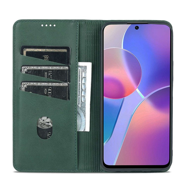 AZNS for Honor X8 4G PU Leather Flip Protective Cover Stand Magnetic Auto-absorbed TPU Shockproof Inner Case with Wallet Function - Green