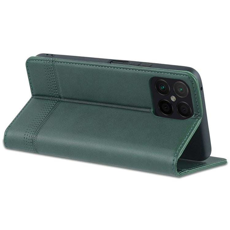 AZNS for Honor X8 4G PU Leather Flip Protective Cover Stand Magnetic Auto-absorbed TPU Shockproof Inner Case with Wallet Function - Green