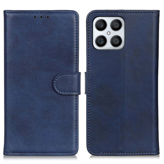 For Honor X8 4G Viewing Stand Wallet PU Leather Cover Shockproof Protective Phone Case - Blue