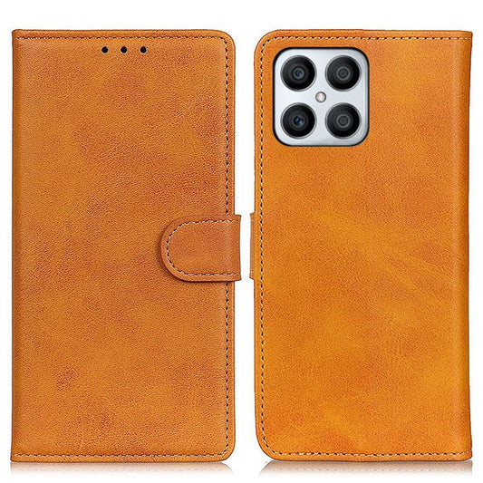 For Honor X8 4G Viewing Stand Wallet PU Leather Cover Shockproof Protective Phone Case - Brown