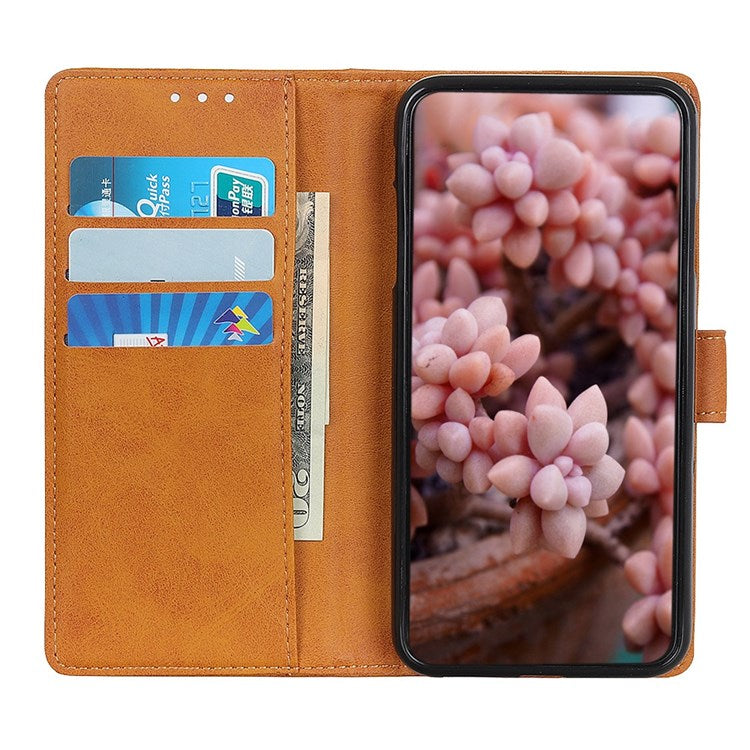 For Honor X8 4G Viewing Stand Wallet PU Leather Cover Shockproof Protective Phone Case - Brown