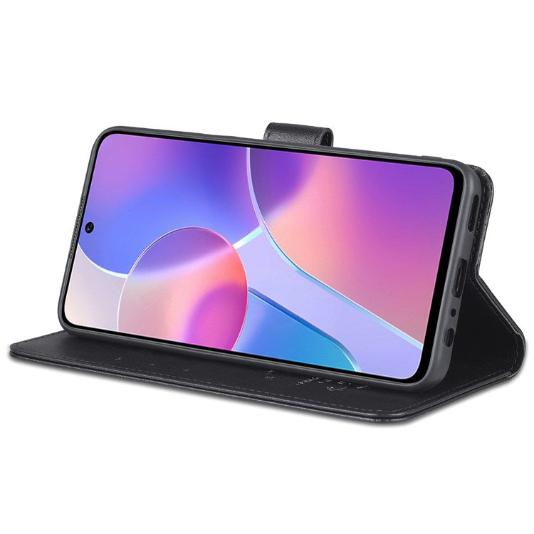 AZNS For Honor X8 4G / X30i Textured Leather Magnetic Protective Book Flip Cover Viewing Stand Wallet Magnetic Cover - Black