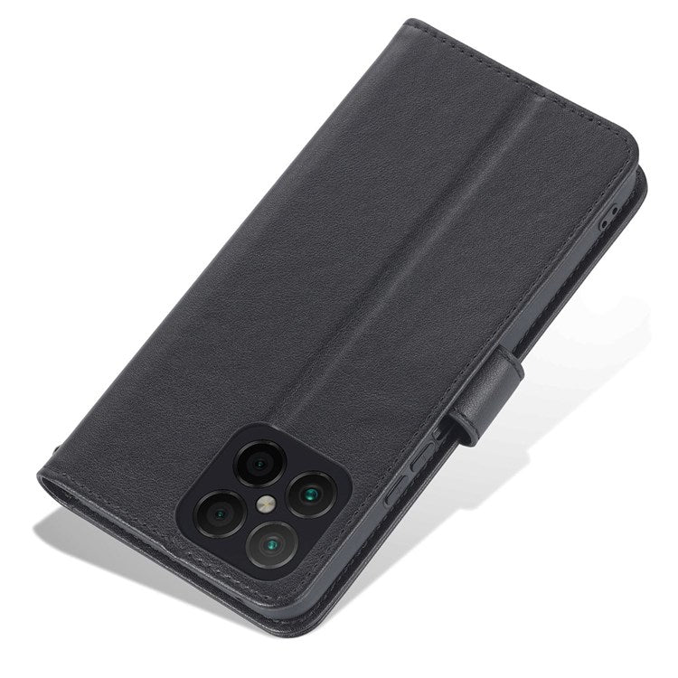 AZNS For Honor X8 4G / X30i Textured Leather Magnetic Protective Book Flip Cover Viewing Stand Wallet Magnetic Cover - Black