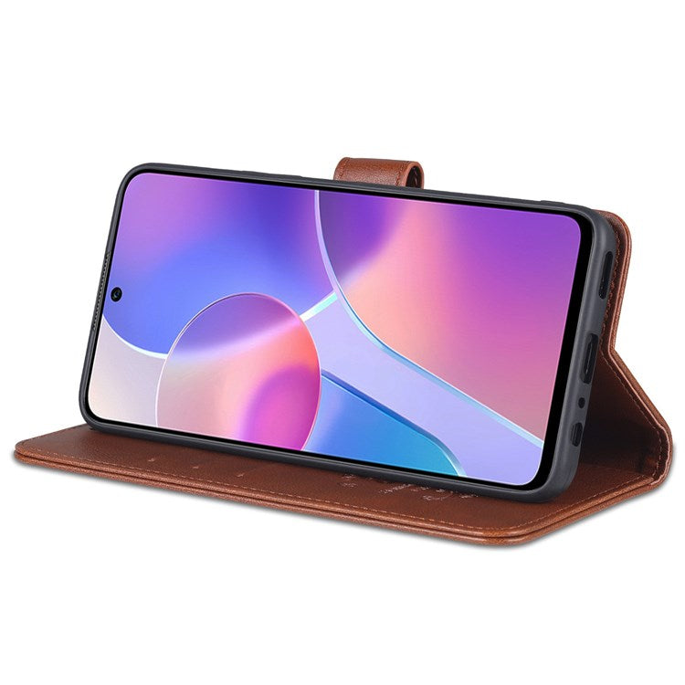 AZNS For Honor X8 4G / X30i Textured Leather Magnetic Protective Book Flip Cover Viewing Stand Wallet Magnetic Cover - Brown