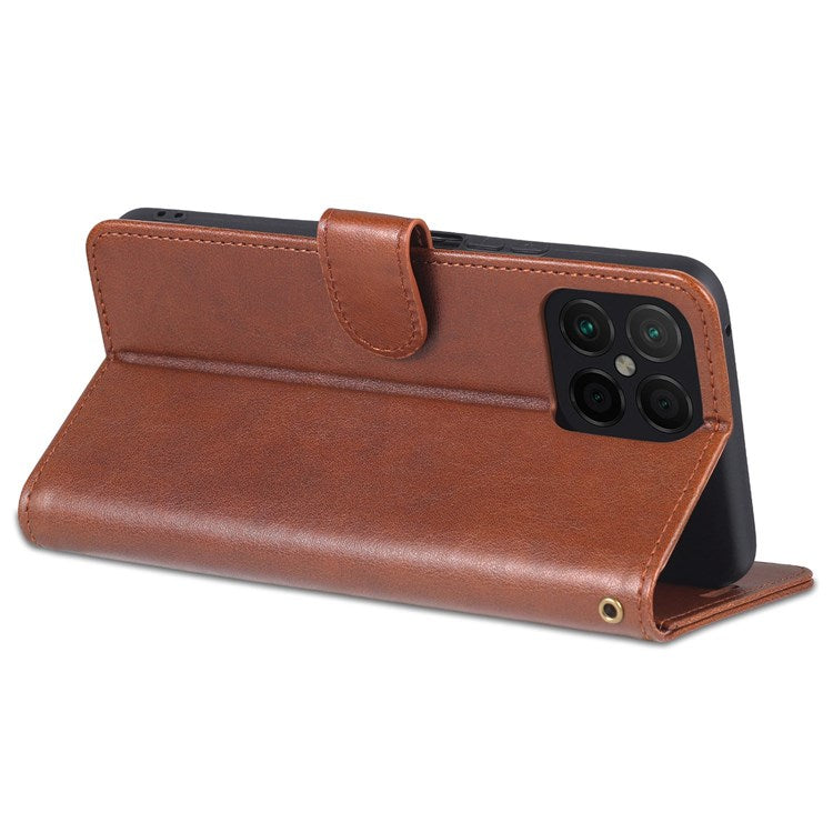AZNS For Honor X8 4G / X30i Textured Leather Magnetic Protective Book Flip Cover Viewing Stand Wallet Magnetic Cover - Brown
