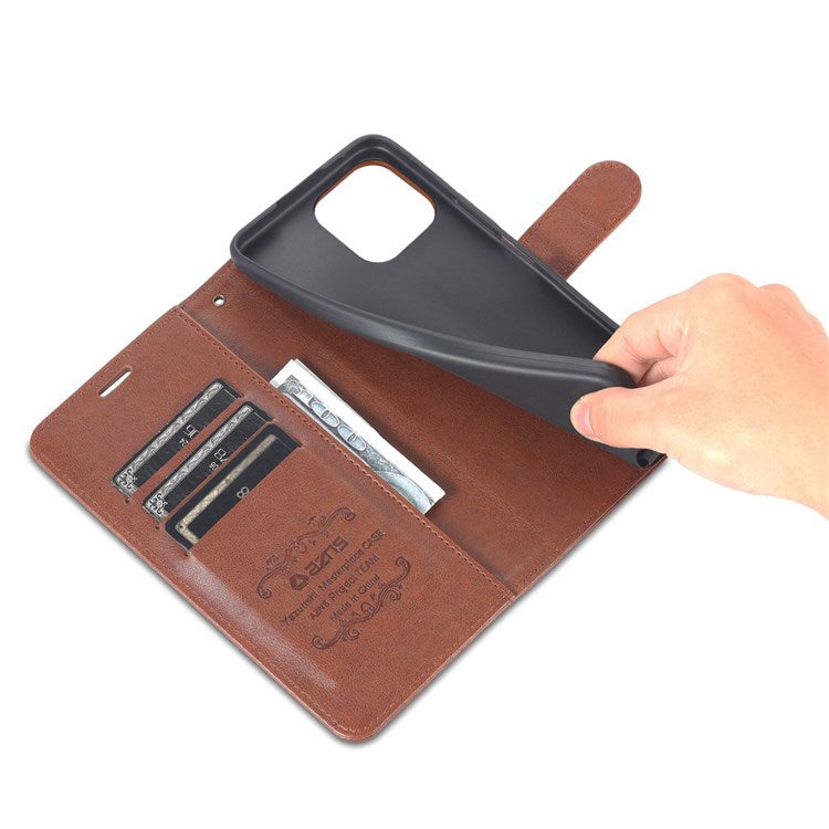 AZNS For Honor X8 4G / X30i Textured Leather Magnetic Protective Book Flip Cover Viewing Stand Wallet Magnetic Cover - Brown