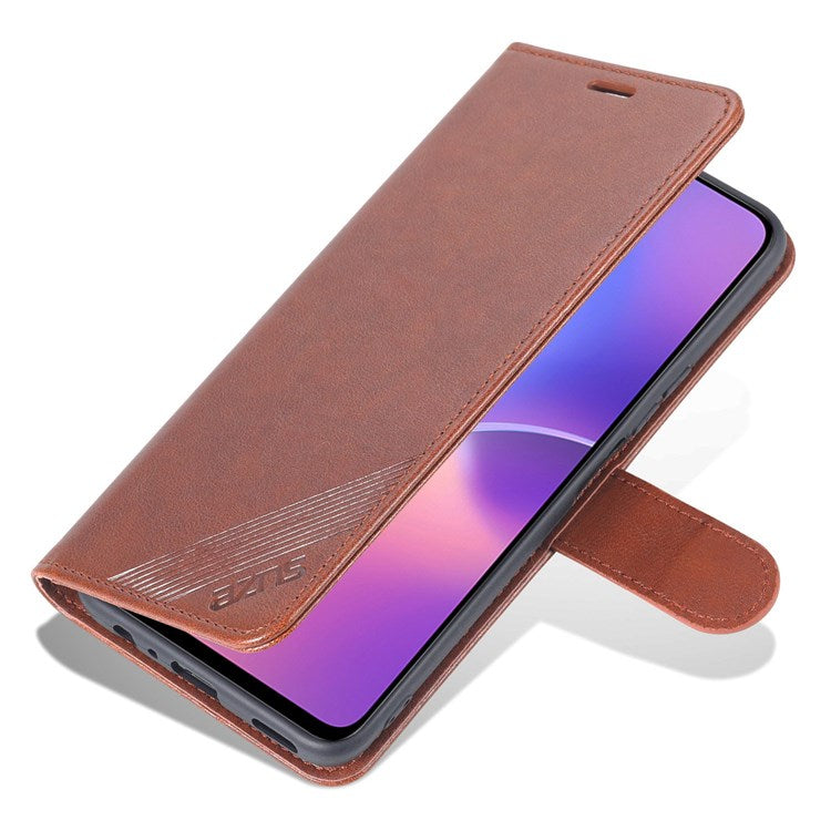 AZNS For Honor X8 4G / X30i Textured Leather Magnetic Protective Book Flip Cover Viewing Stand Wallet Magnetic Cover - Brown