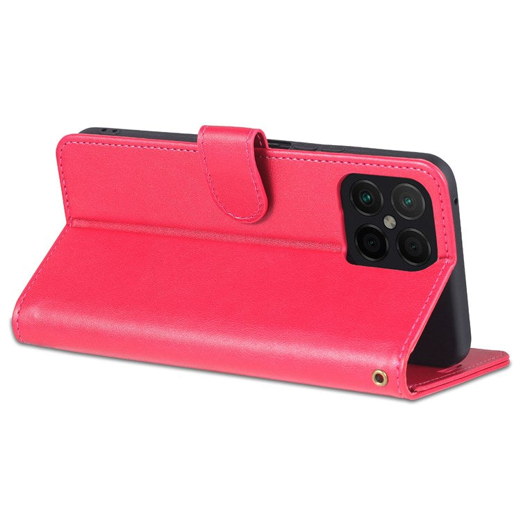 AZNS For Honor X8 4G / X30i Textured Leather Magnetic Protective Book Flip Cover Viewing Stand Wallet Magnetic Cover - Red