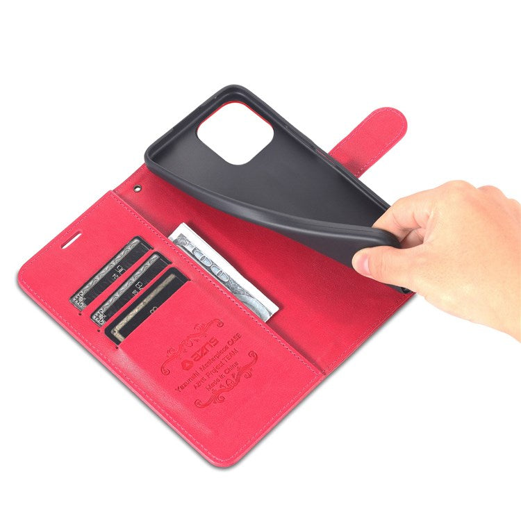 AZNS For Honor X8 4G / X30i Textured Leather Magnetic Protective Book Flip Cover Viewing Stand Wallet Magnetic Cover - Red
