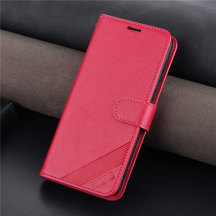 AZNS For Honor X8 4G / X30i Textured Leather Magnetic Protective Book Flip Cover Viewing Stand Wallet Magnetic Cover - Red