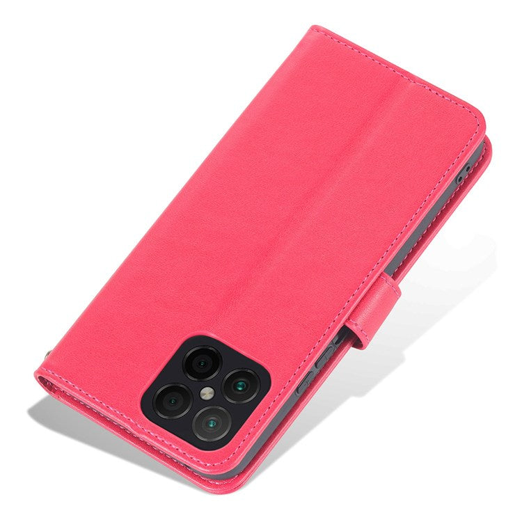 AZNS For Honor X8 4G / X30i Textured Leather Magnetic Protective Book Flip Cover Viewing Stand Wallet Magnetic Cover - Red