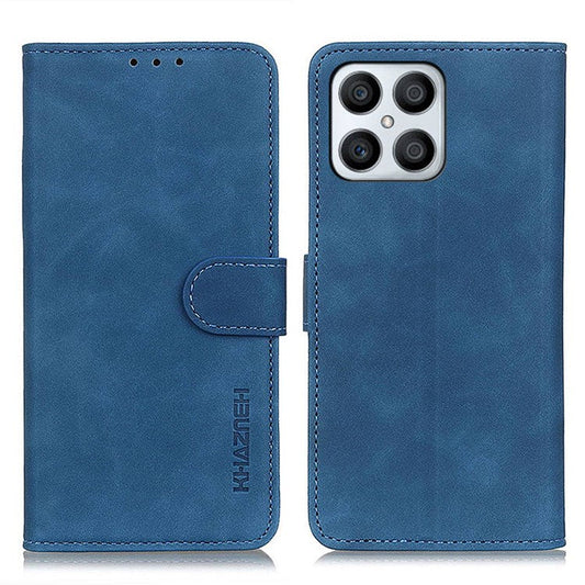 KHAZNEH for Honor X8 4G / Play6T Pro / X30i Retro Texture PU Leather Stand Folio Case Wallet Style Anti-collision TPU Full Protection Cover - Blue