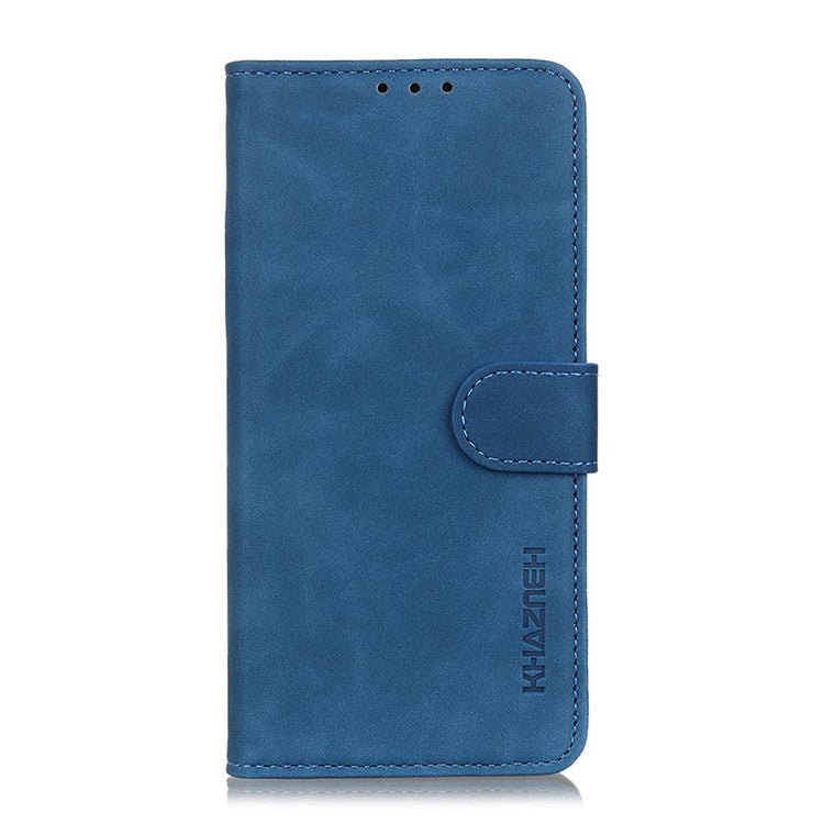 KHAZNEH for Honor X8 4G / Play6T Pro / X30i Retro Texture PU Leather Stand Folio Case Wallet Style Anti-collision TPU Full Protection Cover - Blue