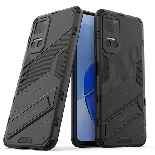 For Honor Play6T 5G Drop-proof Combo PC + TPU Case Dual Layer Cell Phone Protector with Adjustable Kickstand - Black