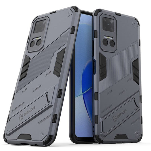 For Honor Play6T 5G Drop-proof Combo PC + TPU Case Dual Layer Cell Phone Protector with Adjustable Kickstand - Dark Blue