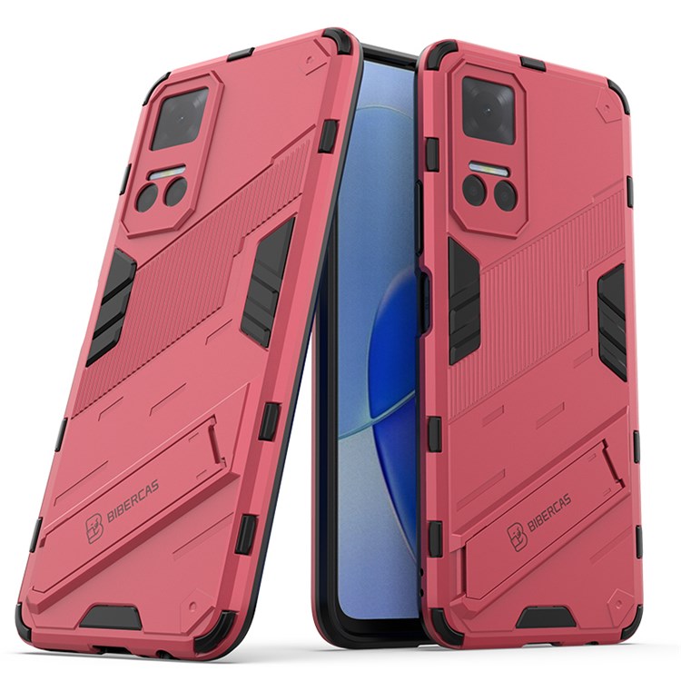 For Honor Play6T 5G Drop-proof Combo PC + TPU Case Dual Layer Cell Phone Protector with Adjustable Kickstand - Rose