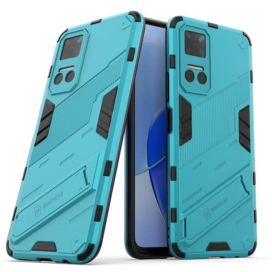 For Honor Play6T 5G Drop-proof Combo PC + TPU Case Dual Layer Cell Phone Protector with Adjustable Kickstand - Baby Blue