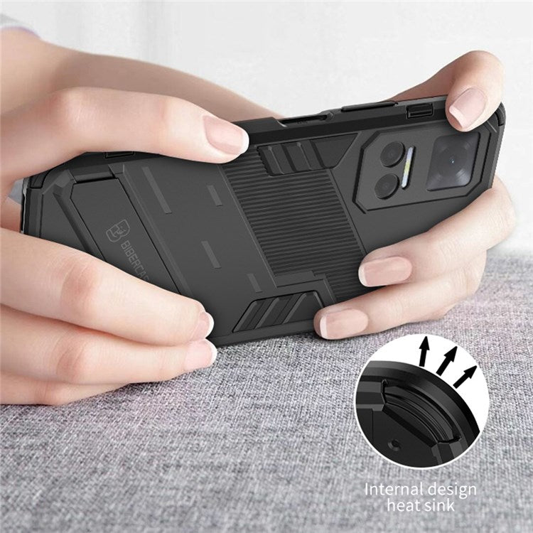 For Honor Play6T 5G Drop-proof Combo PC + TPU Case Dual Layer Cell Phone Protector with Adjustable Kickstand - Baby Blue