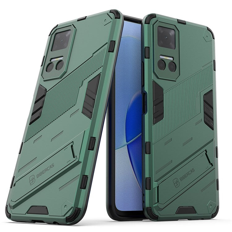 For Honor Play6T 5G Drop-proof Combo PC + TPU Case Dual Layer Cell Phone Protector with Adjustable Kickstand - Green
