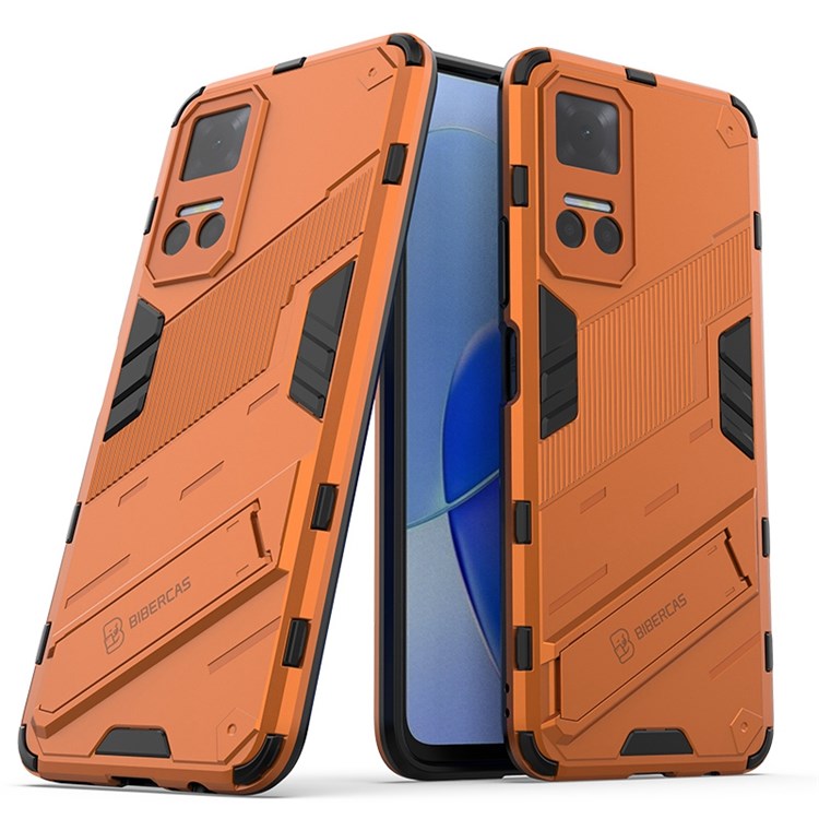 For Honor Play6T 5G Drop-proof Combo PC + TPU Case Dual Layer Cell Phone Protector with Adjustable Kickstand - Orange