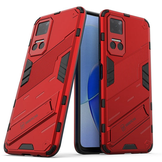 For Honor Play6T 5G Drop-proof Combo PC + TPU Case Dual Layer Cell Phone Protector with Adjustable Kickstand - Red