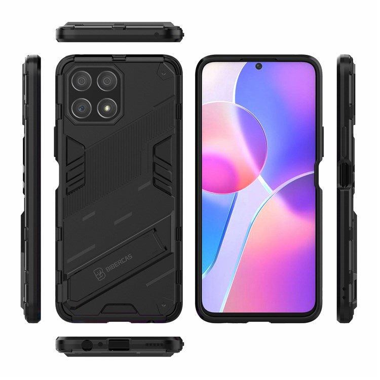 For Honor X30i Anti-fall Kickstand Function Combo PC + TPU Case Dual Layer Protective Mobile Phone Shell - Black