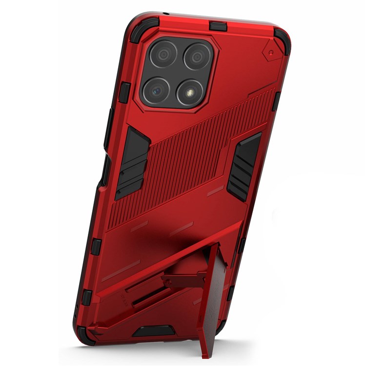 For Honor X30i Anti-fall Kickstand Function Combo PC + TPU Case Dual Layer Protective Mobile Phone Shell - Red