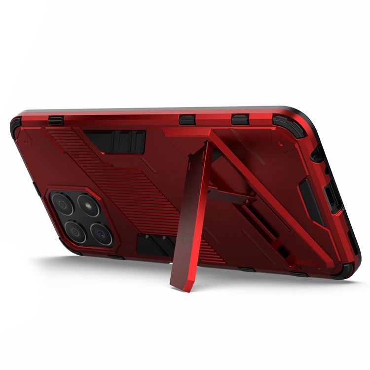 For Honor X30i Anti-fall Kickstand Function Combo PC + TPU Case Dual Layer Protective Mobile Phone Shell - Red