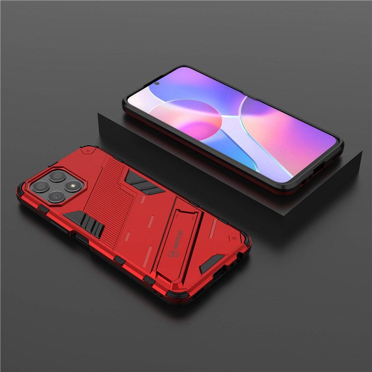 For Honor X30i Anti-fall Kickstand Function Combo PC + TPU Case Dual Layer Protective Mobile Phone Shell - Red