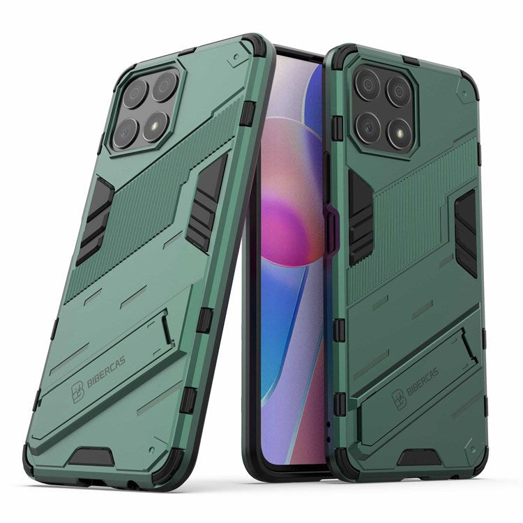 For Honor X30i Anti-fall Kickstand Function Combo PC + TPU Case Dual Layer Protective Mobile Phone Shell - Green
