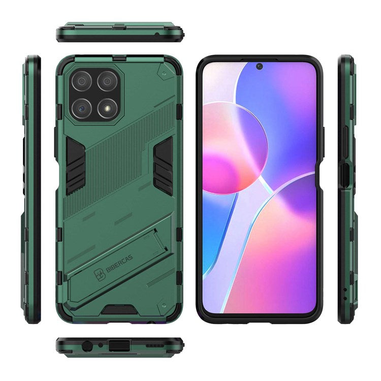 For Honor X30i Anti-fall Kickstand Function Combo PC + TPU Case Dual Layer Protective Mobile Phone Shell - Green