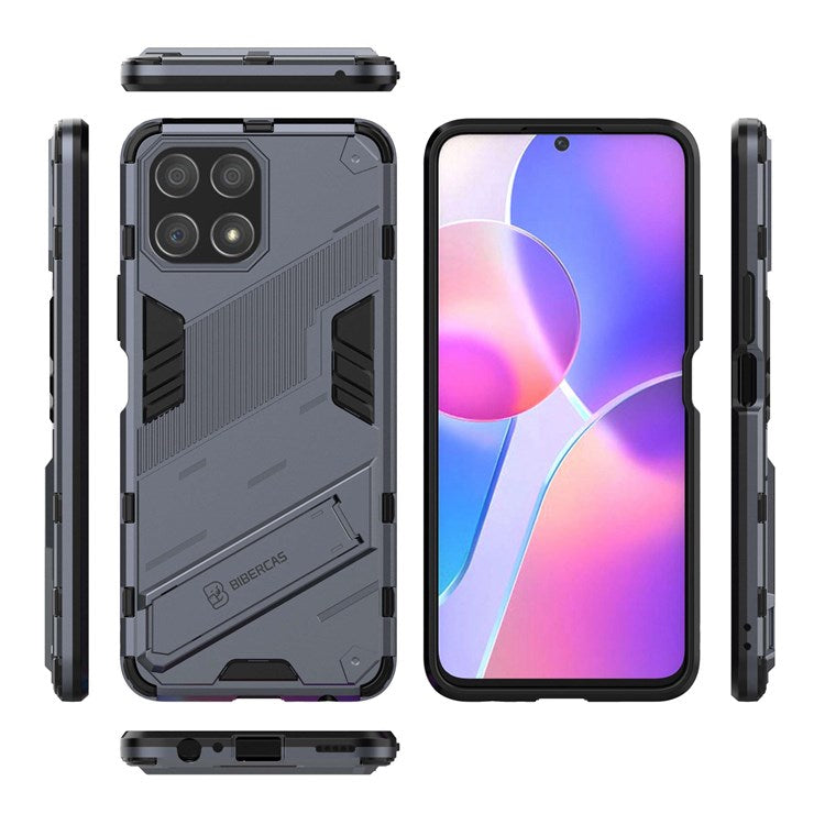 For Honor X30i Anti-fall Kickstand Function Combo PC + TPU Case Dual Layer Protective Mobile Phone Shell - Dark Blue