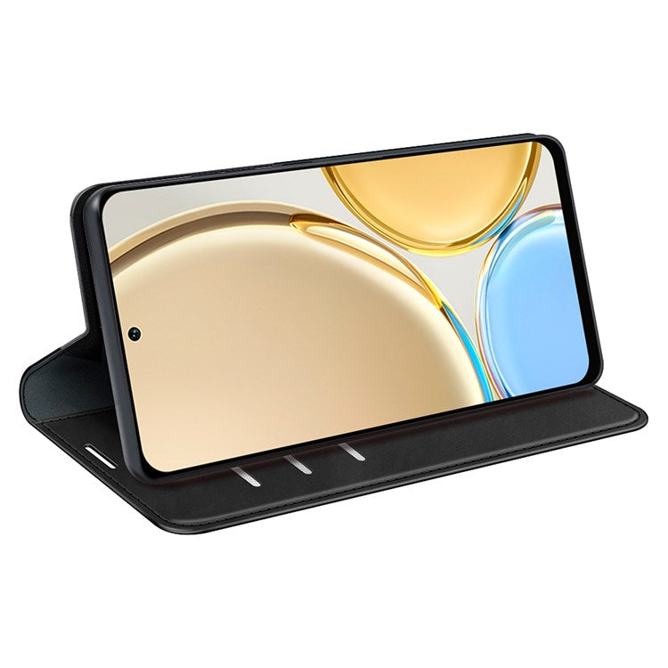 Auto-Absorbed Skin-Touch Folio Flip Leather Cover for Honor X30/Magic4 Lite 5G, 360-Degree Full Covering Phone Protective Case with Wallet Stand - Black