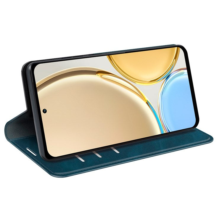 Auto-Absorbed Skin-Touch Folio Flip Leather Cover for Honor X30/Magic4 Lite 5G, 360-Degree Full Covering Phone Protective Case with Wallet Stand - Blue