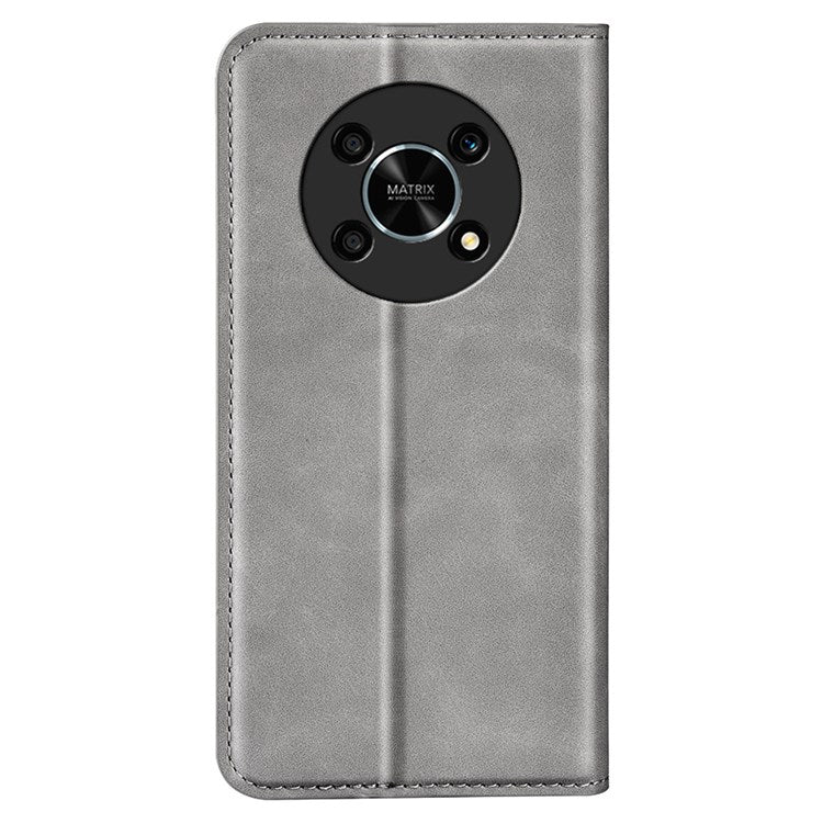 Auto-Absorbed Skin-Touch Folio Flip Leather Cover for Honor X30/Magic4 Lite 5G, 360-Degree Full Covering Phone Protective Case with Wallet Stand - Grey