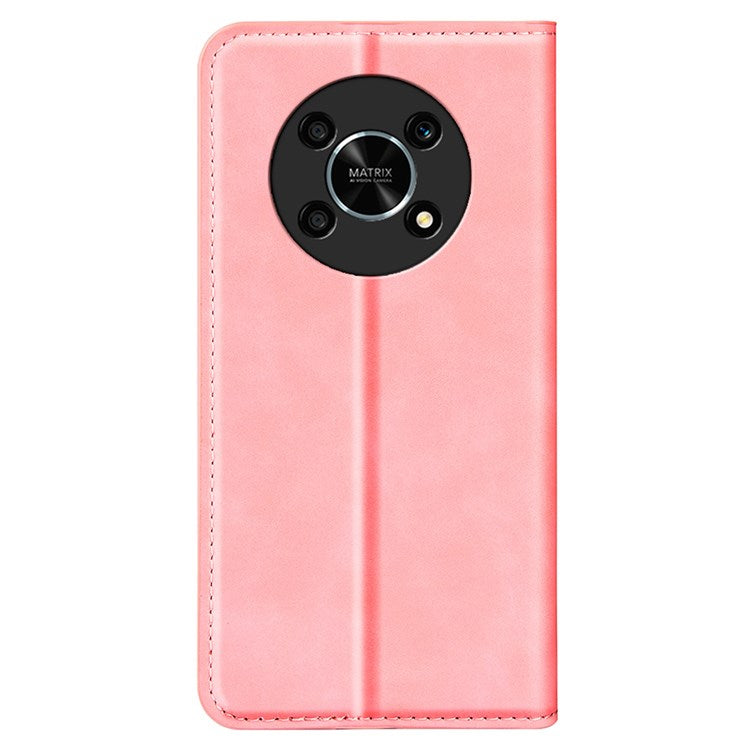 Auto-Absorbed Skin-Touch Folio Flip Leather Cover for Honor X30/Magic4 Lite 5G, 360-Degree Full Covering Phone Protective Case with Wallet Stand - Pink