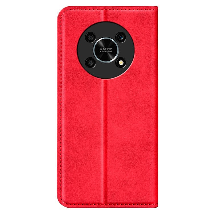 Auto-Absorbed Skin-Touch Folio Flip Leather Cover for Honor X30/Magic4 Lite 5G, 360-Degree Full Covering Phone Protective Case with Wallet Stand - Red