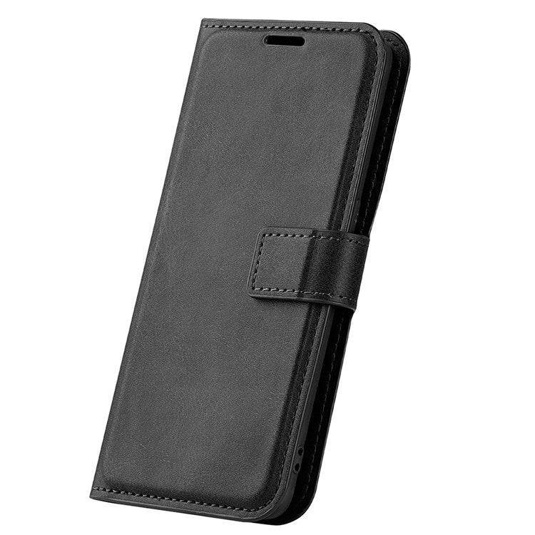 Square Magnetic Clasp Folio Flip Mobile Phone Leather Case for Honor X30/Magic4 Lite 5G, Wallet Design Stand Cover - Black